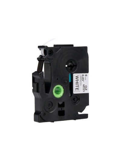 Cinta q-connect tze-211 blanco-negro 6mm longitud 8 mt