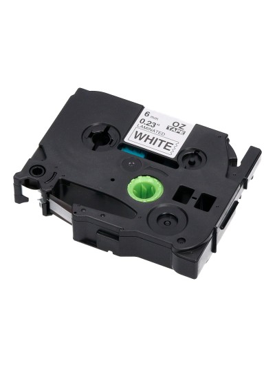 Cinta q-connect tze-211 blanco-negro 6mm longitud 8 mt