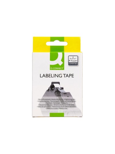 Cinta q-connect tze-211 blanco-negro 6mm longitud 8 mt