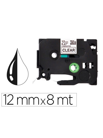 Cinta q-connect tze-131 transparente-negro 12mm longitud 8 mt
