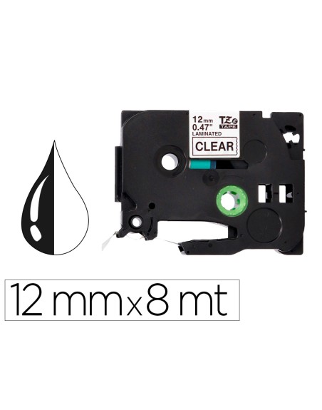 Cinta q-connect tze-131 transparente-negro 12mm longitud 8 mt