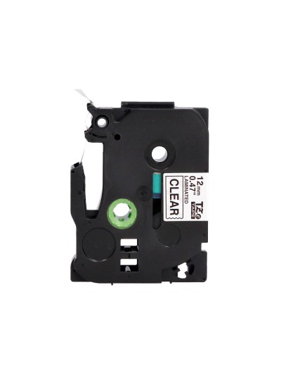 Cinta q-connect tze-131 transparente-negro 12mm longitud 8 mt