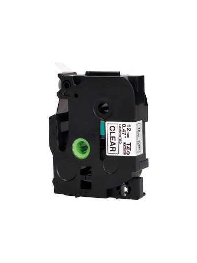 Cinta q-connect tze-131 transparente-negro 12mm longitud 8 mt