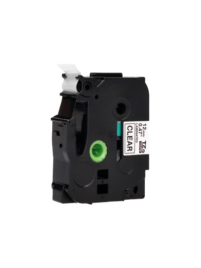 Cinta q-connect tze-131 transparente-negro 12mm longitud 8 mt