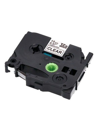 Cinta q-connect tze-131 transparente-negro 12mm longitud 8 mt