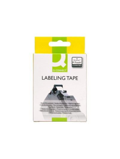 Cinta q-connect tze-131 transparente-negro 12mm longitud 8 mt