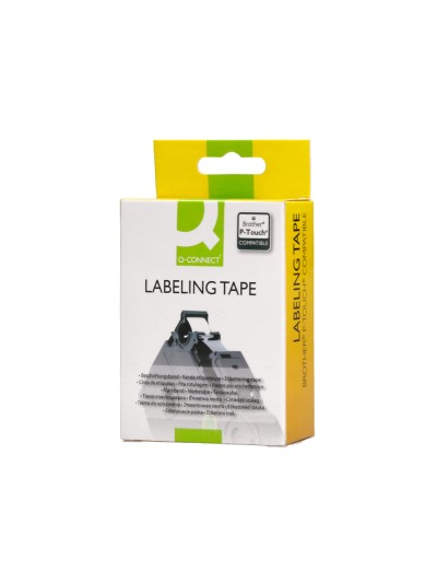 Cinta q-connect tze-131 transparente-negro 12mm longitud 8 mt