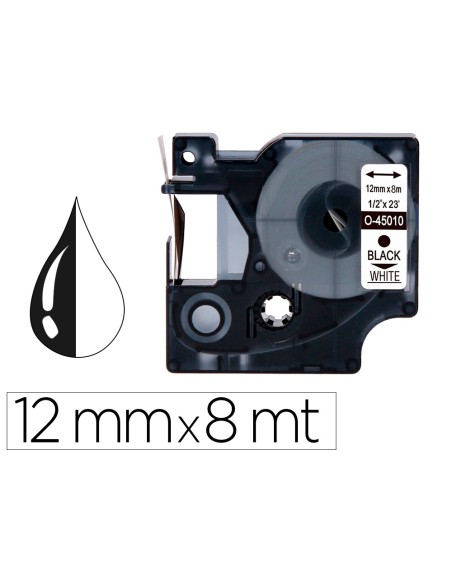 Cinta q-connect mk-221 blanco-negro 9mm longitud 8 mt