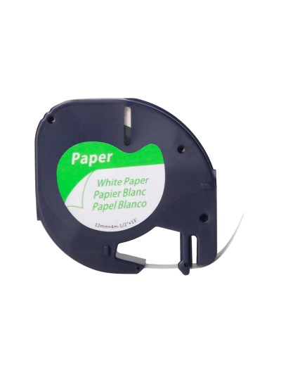 Cinta q-connect papel 12mm x 4mt negro-blanco para letratag