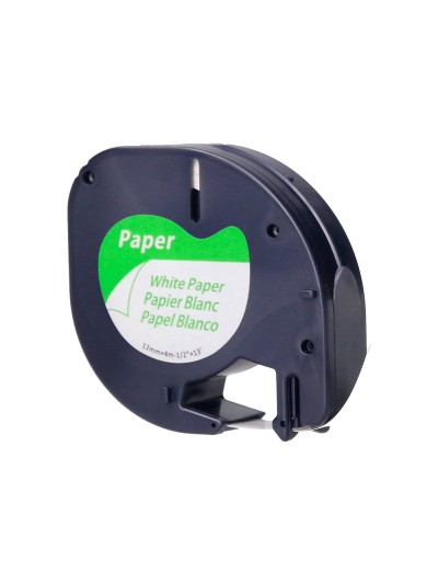Cinta q-connect papel 12mm x 4mt negro-blanco para letratag