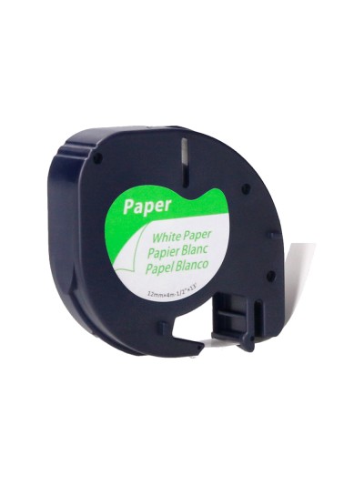 Cinta q-connect papel 12mm x 4mt negro-blanco para letratag