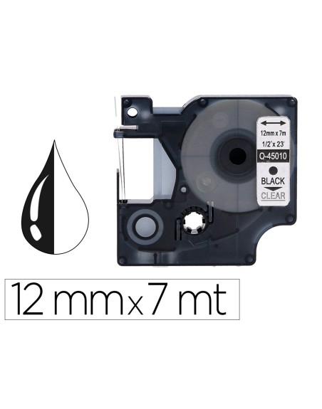 Cinta q-connect negro-transparente 12mm x 7mt dymo