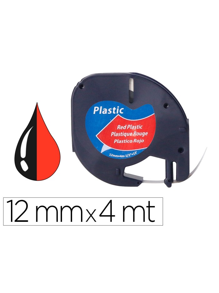 Cinta q-connect 12mm x 4mt negro-rojo cosmico para maquina letratag Cinta q-connect 12mm x 4mt negro-rojo cosmico para maquina letratag