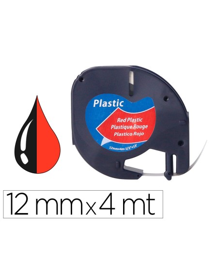 Cinta q-connect 12mm x 4mt negro-rojo cosmico para maquina letratag