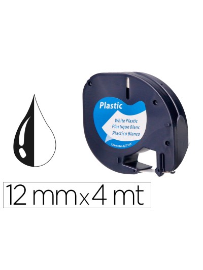 Cinta q-connect 12mm x 4mt negro-blanco perla para maquina letratag