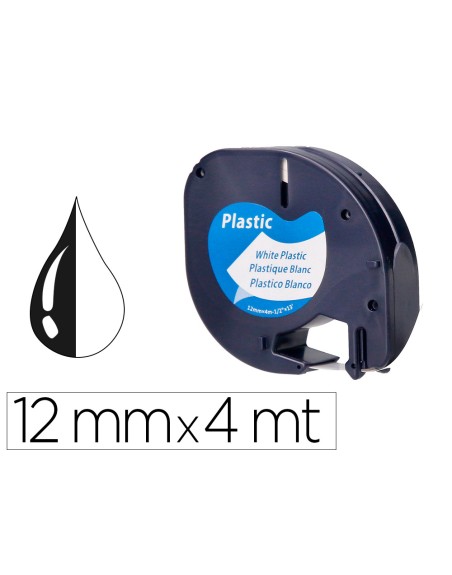 Cinta q-connect 12mm x 4mt negro-blanco perla para maquina letratag