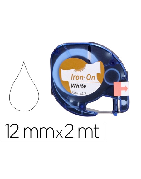 Cinta q-connect 12mm x 2mt negro-blanco para ropa para maquina letratag