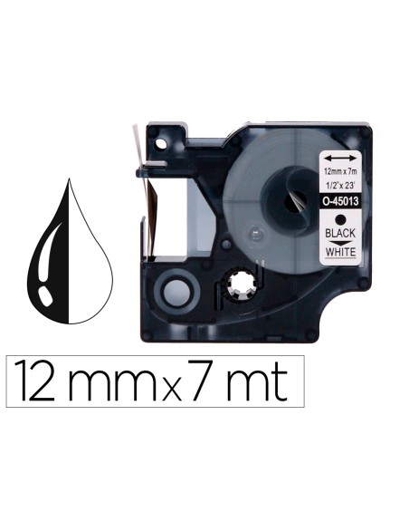 Cinta q-connect 1000 negro-blanco 12mm x 7mt dymo