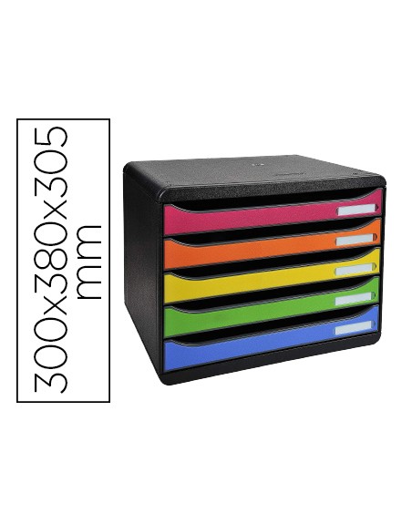Fichero cajones sobremesa exacompta big-box plus iderama arlequin 5 cajones apaisado multicolores