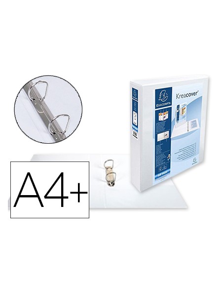 Carpeta exacompta canguro 2 anillas 40 mm din a4+ carton forrado polipropileno personalizable 3 bolsillos