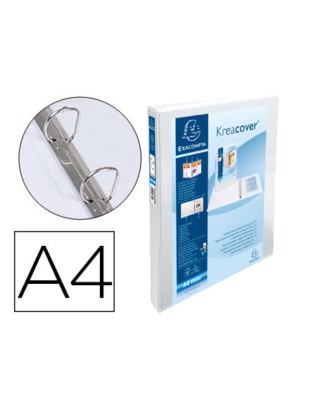 Carpeta exacompta canguro 2 anillas 16 mm din a4+ carton forrado polipropileno personalizable 3 bolsillos