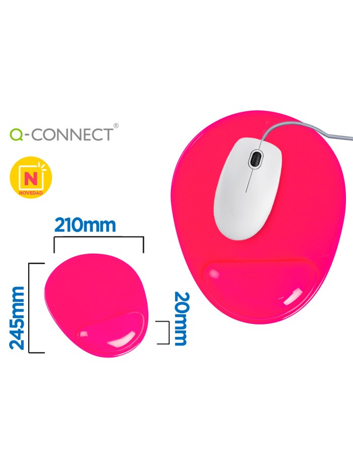 Alfombrilla para raton q-connect reposamuñecas de gel pvc color rosa 210x245x20 mm Alfombrilla para raton q-connect reposamuñecas de gel pvc color rosa 210x245x20 mm
