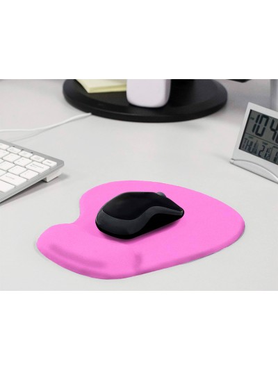 Alfombrilla para raton q-connect reposamuñecas de gel color rosa 190x230x20 mm