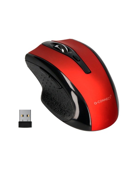 Raton q-connect optico inalambrico 1000 dpi receptor usb 2,4 ghz rojo
