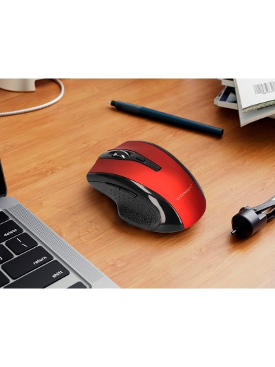 Raton q-connect optico inalambrico 1000 dpi receptor usb 2,4 ghz rojo