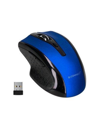 Raton q-connect optico inalambrico 1000 dpi receptor usb 2,4 ghz azul