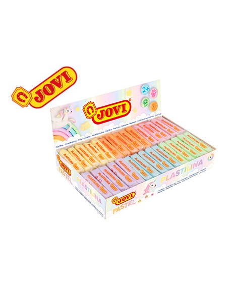 Plastilina jovi 70 tamaño pequeño caja de 30 unidades colores pastel surtidos 50g