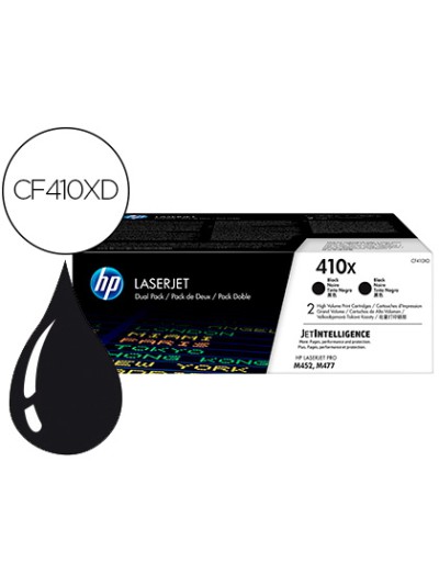 Toner hp laserjet pro 410x m452 m477 negro pack de 2 unidades 6500 paginas