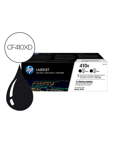 Toner hp laserjet pro 410x m452 m477 negro pack de 2 unidades 6500 paginas