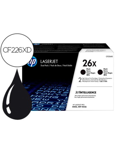 Toner hp laserjet pro 26x m402 mfp m426 negro pack de 2 unidades 9000 paginas