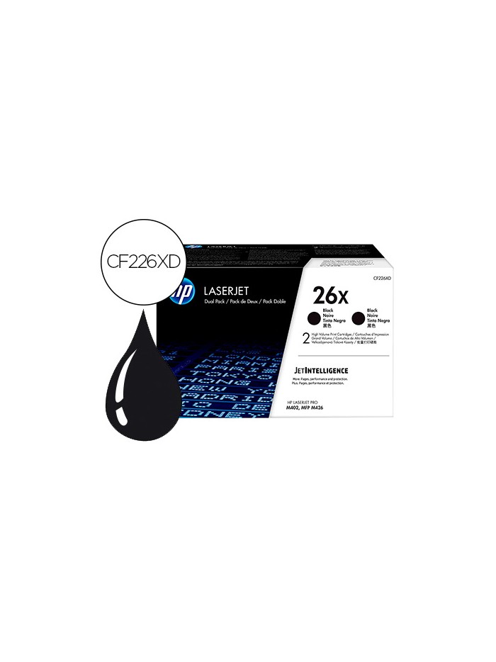 Toner hp laserjet pro 26x m402 mfp m426 negro pack de 2 unidades 9000 paginas Toner hp laserjet pro 26x m402 mfp m426 negro pack de 2 unidades 9000 paginas