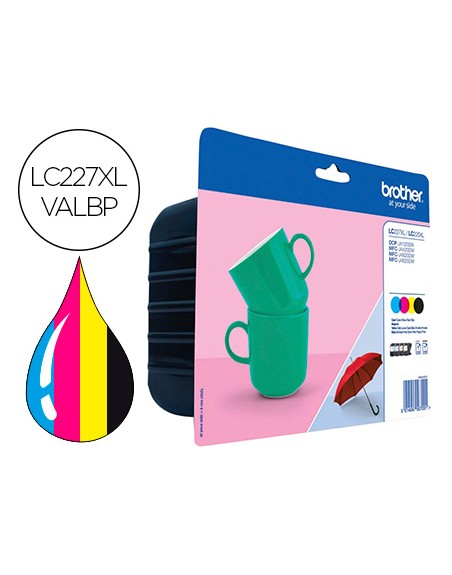 Ink-jet brother lc-227xlvalbp dcp-j4120dw / mfc-j4420dw / j4620dw / j4625dw pack 4 colores negro amarillo cian