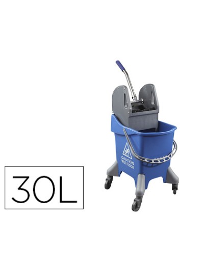 Carro de limpieza con bastidor y escurridor con 4 ruedas 32 l azul 455x370x970 mm