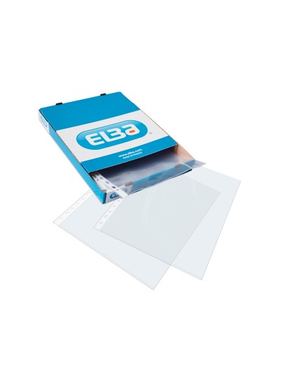 Funda multitaladro elba standard folio 70 micras cristal caja de 100 unidades
