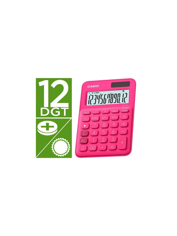 Calculadora casio ms-20uc-rd sobremesa 12 digitos tax +/- color fucsia Calculadora casio ms-20uc-rd sobremesa 12 digitos tax +/- color fucsia