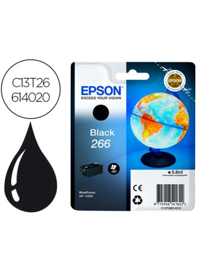 Ink-jet epson 266 wf-100w negro 250 paginas