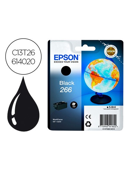 Ink-jet epson 266 wf-100w negro 250 paginas