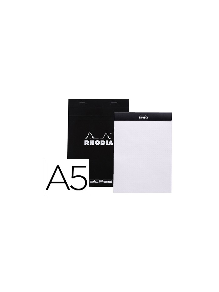Bloc nota rhodia black dot pad din a5 80 hojas 80 g/m2 liso con puntos negros 5 mm perforado Bloc nota rhodia black dot pad din a5 80 hojas 80 g/m2 liso con puntos negros 5 mm perforado