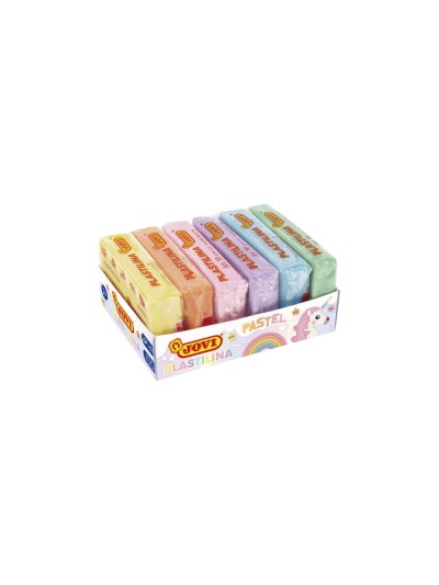 Plastilina jovi 70 tamaño pequeño caja de 6 unidades colores pastel surtidos 50g