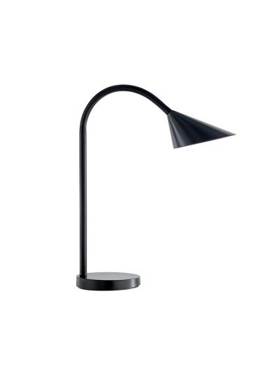 Lampara de escritorio unilux sol led 4w brazo flexible abs y metal negro base 14 cm diametro