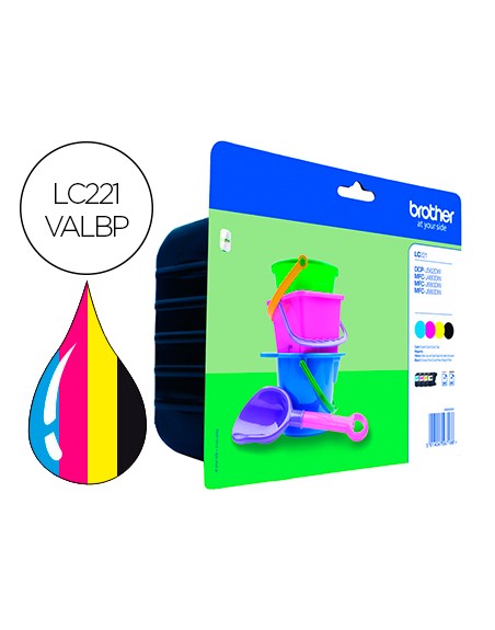 Ink-jet brother lc221val dcp-j562dw / mfc-j480dw / 680dw / 880dw multipack 4 colores negro / amarillo /