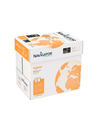 Papel fotocopiadora navigator din a4 80 gramos 2 taladros papel multiuso ink-jet y laser paquete de 500 hojas