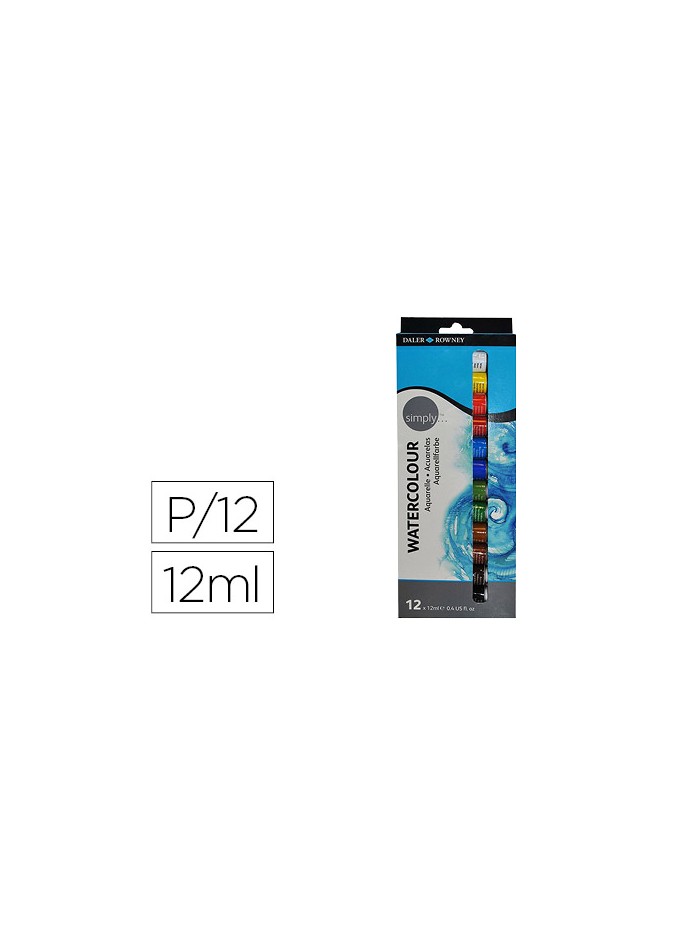 Pintura acuarela daler rowney simply caja de 12 colores surtidos tubo de 12 ml Pintura acuarela daler rowney simply caja de 12 colores surtidos tubo de 12 ml