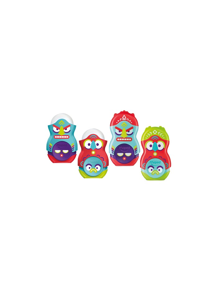 Sacapuntas maped plastico loopy totem 1 uso con goma colores surtidos decorado Sacapuntas maped plastico loopy totem 1 uso con goma colores surtidos decorado
