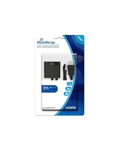 Cable hdmi a vga jack 3.5 mm mediarange negro