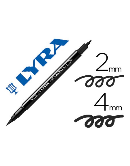 Rotulador lyra aqua brush acuarelable doble punta fina y pincel negro